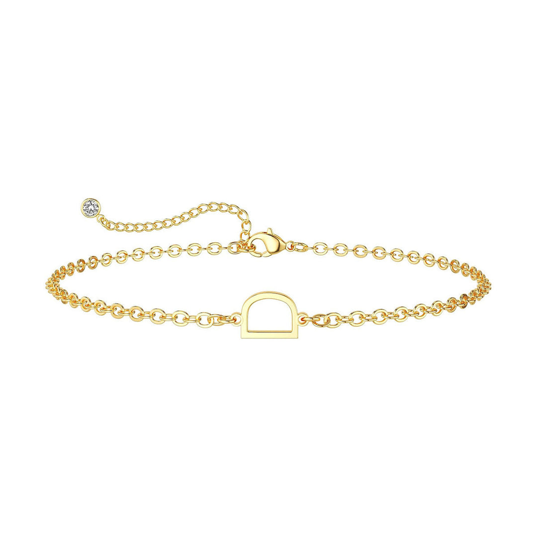 Women’s ankle bracelet with personalized initial and sparkling zirconia detail Nin Boutique