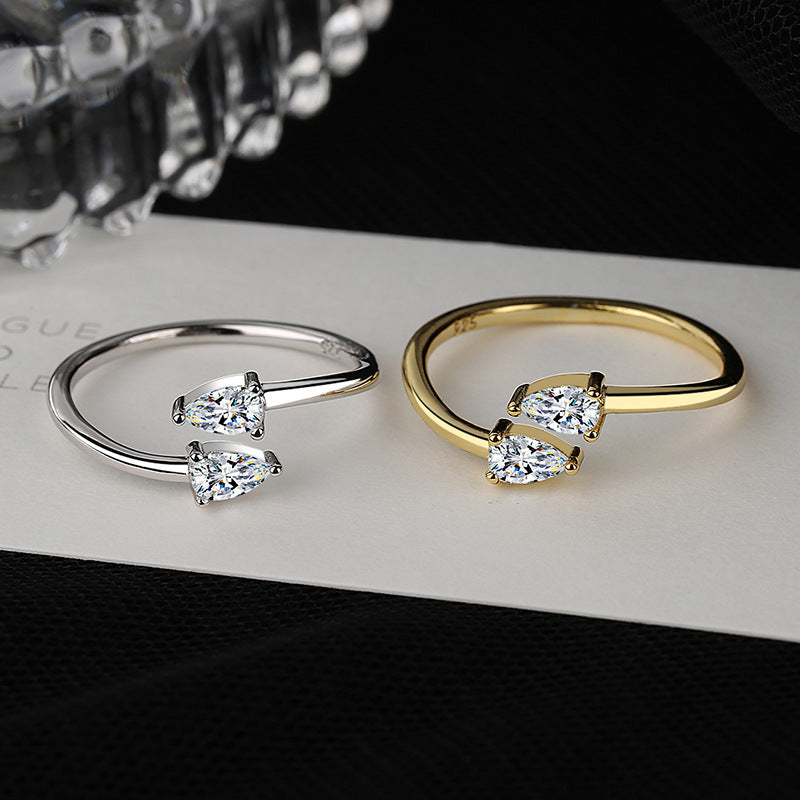 Women's ring with unique twin design and sparkling zircon stones Nin Boutique