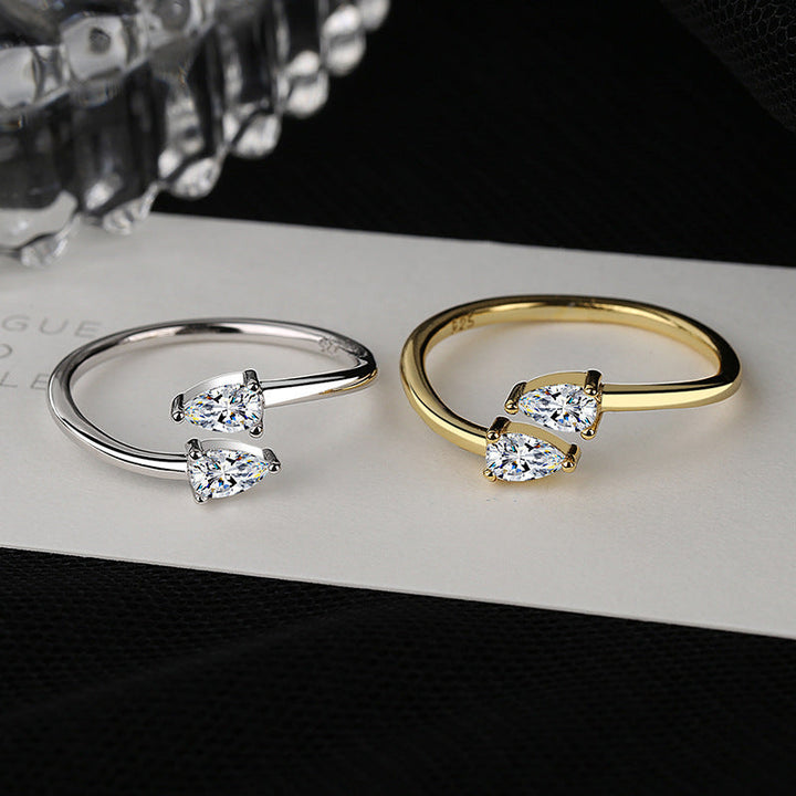 Women's ring with unique twin design and sparkling zircon stones Nin Boutique