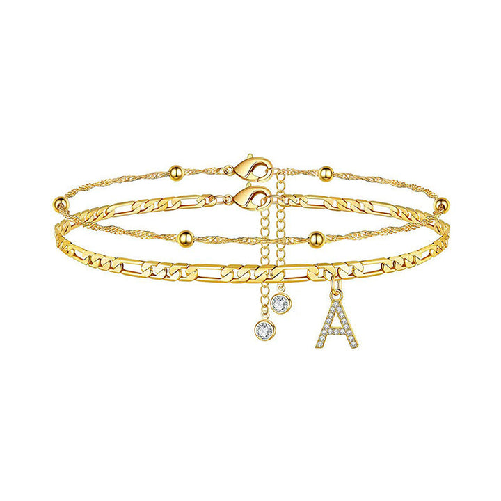Women’s anklet with personalized pendant and sparkling zirconia elements Nin Boutique