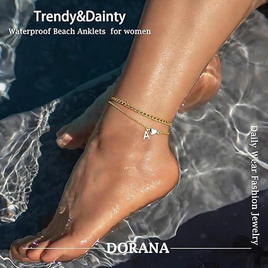 Ladies ankle bracelet with heart-shaped and initialized charm Nin Boutique