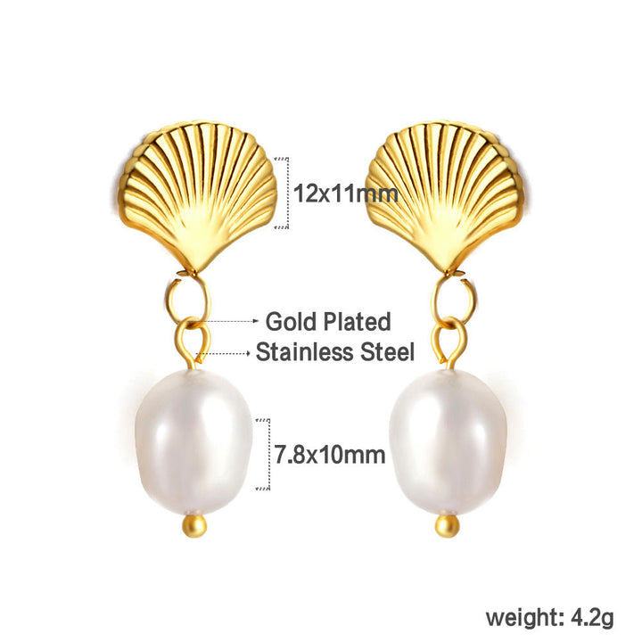 Women’s earrings with shell design and pearl Nin Boutique
