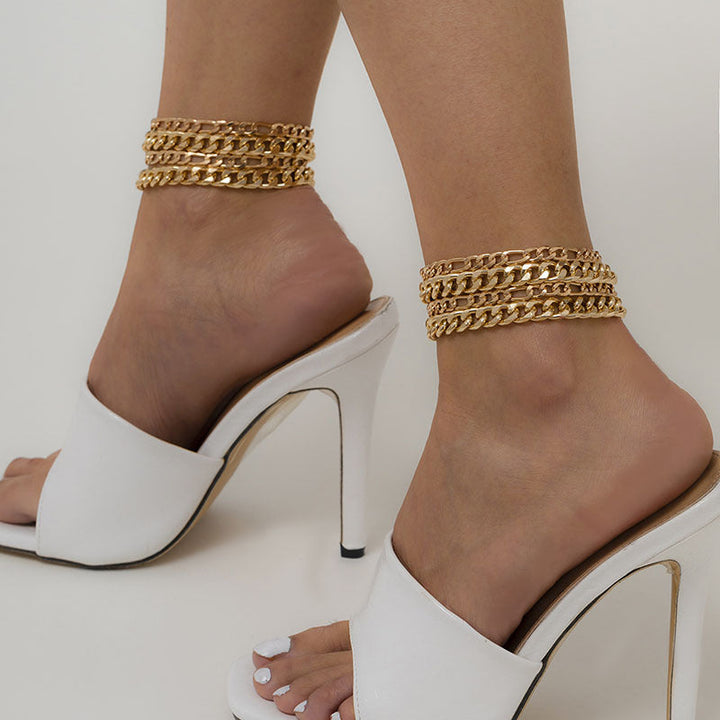Ladies modern ankle bracelet with layered chain design Nin Boutique
