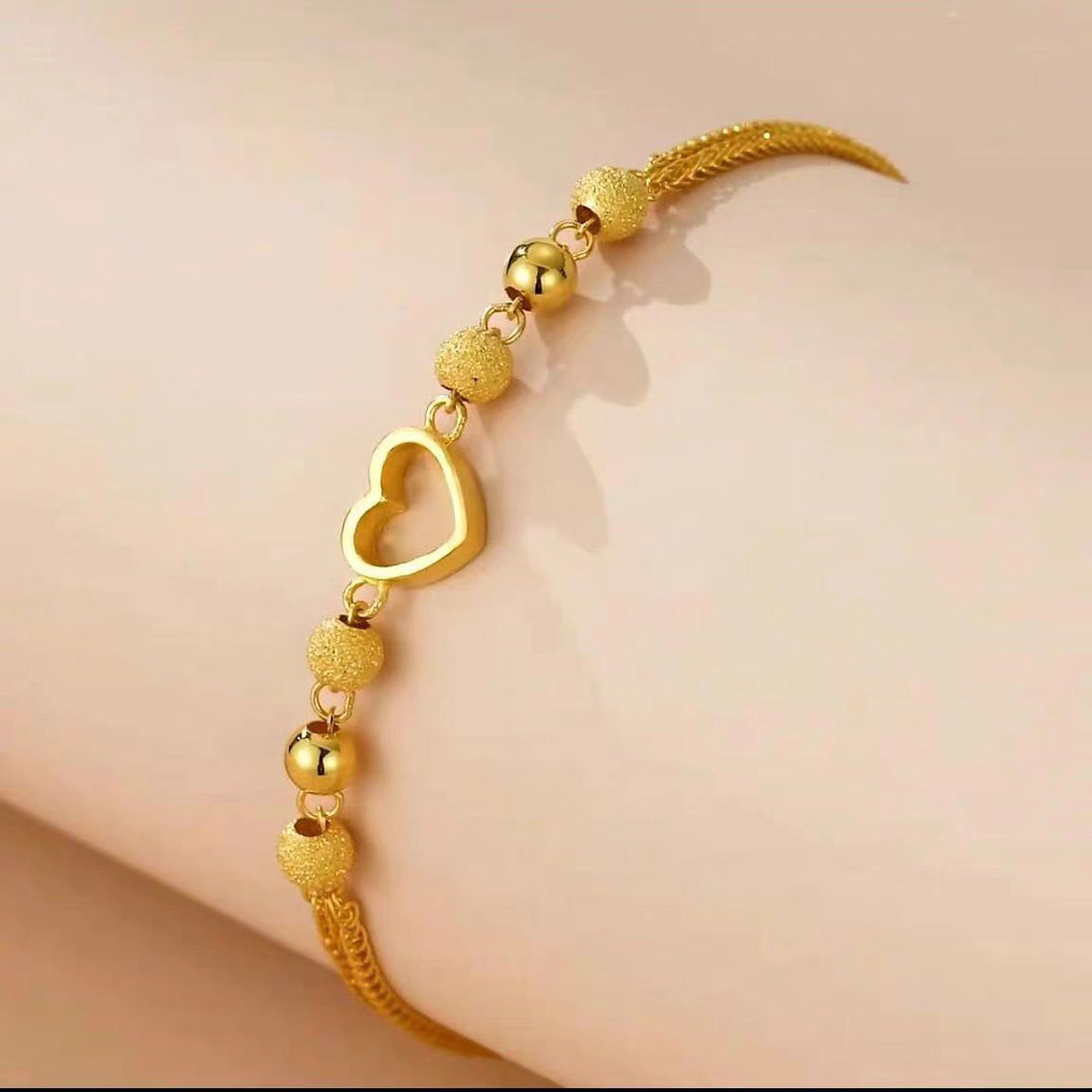 Women Heart-Embellished Gold Chain Anklet Nin Boutique