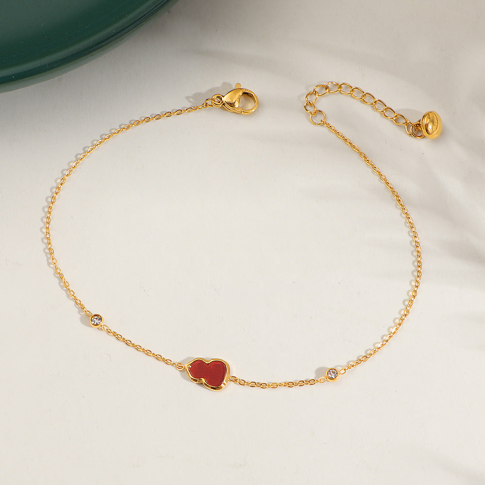 Ladies delicate anklet with red heart and sparkling crystal accents Nin Boutique