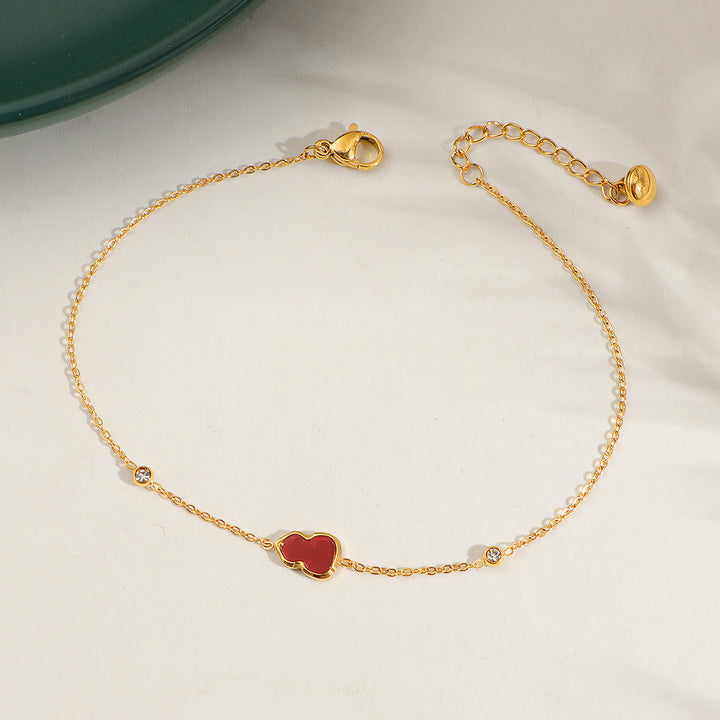 Ladies delicate anklet with red heart and sparkling crystal accents Nin Boutique