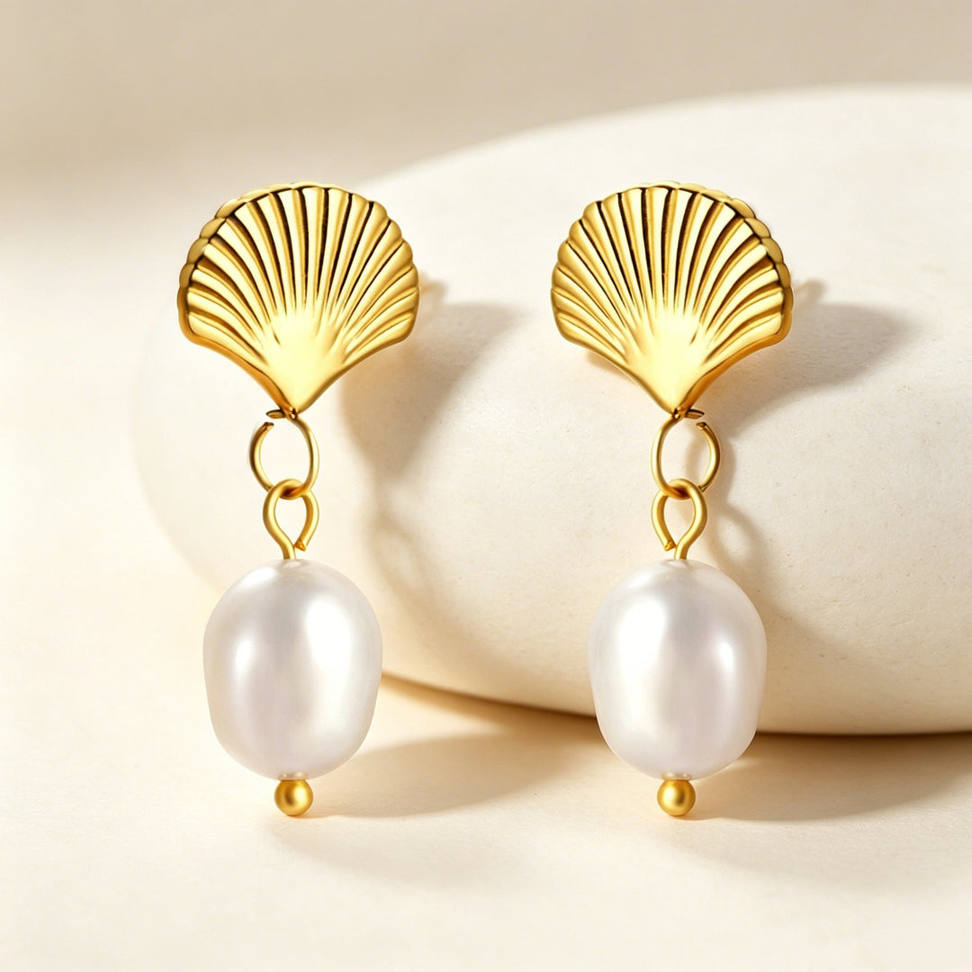 Women’s earrings with shell design and pearl Nin Boutique