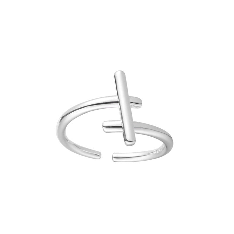 Women's open ring with modern cross design Nin Boutique