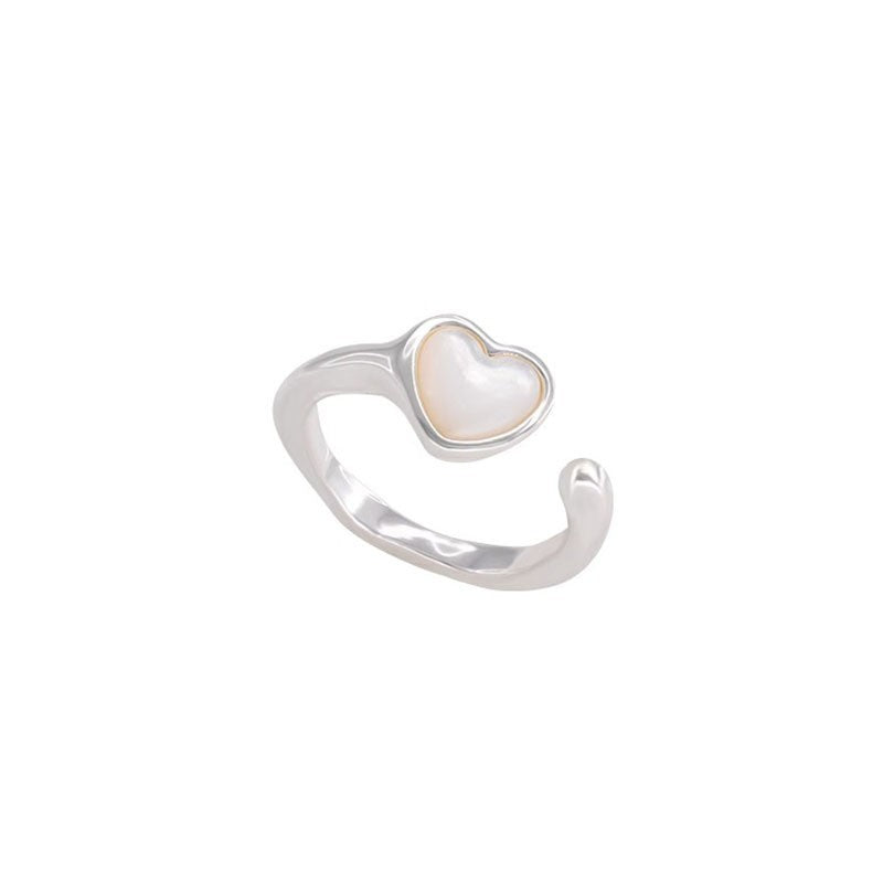 Women's Open Ring with Heart-Shaped Pearl Motif Nin Boutique