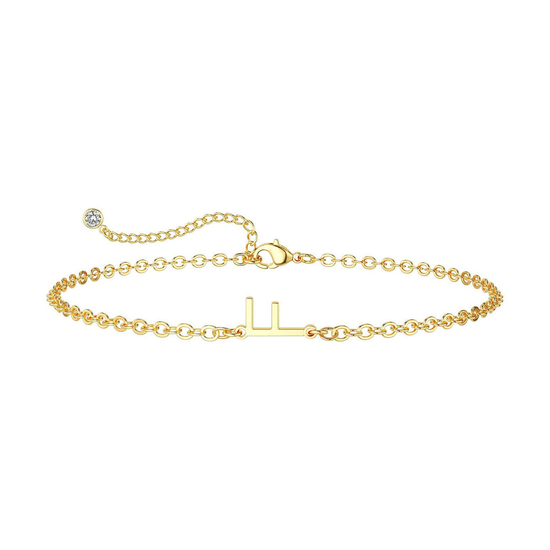 Women’s ankle bracelet with personalized initial and sparkling zirconia detail Nin Boutique