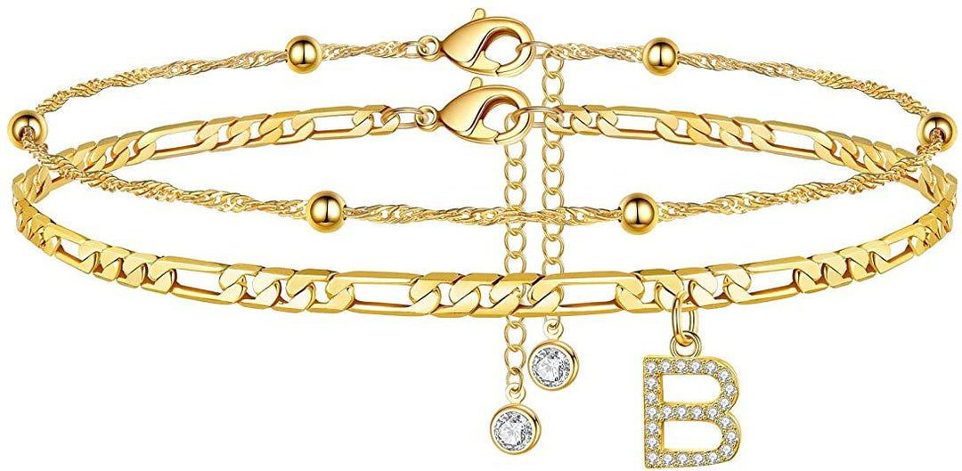 Women’s anklet with personalized pendant and sparkling zirconia elements Nin Boutique