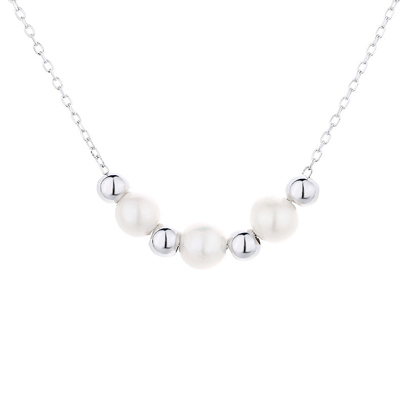 Women's necklace with radiant pearls and stylish silver accents Nin Boutique