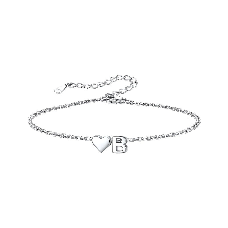 Women's ankle bracelet with personalized heart and letter pendant Nin Boutique
