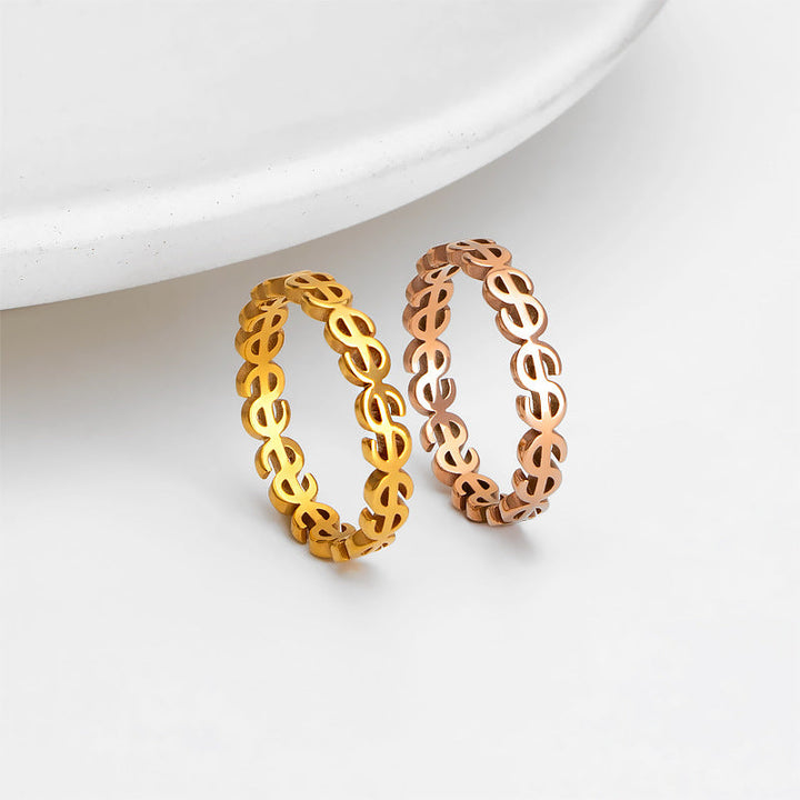 Women's Ring with Modern Dollar Sign Design Nin Boutique