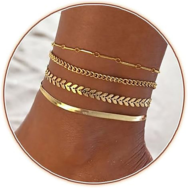 Ladies anklet set with elegant link and decorative chains Nin Boutique