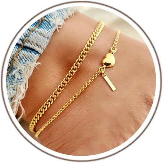 Ladies ankle bracelet with heart-shaped and initialized charm Nin Boutique