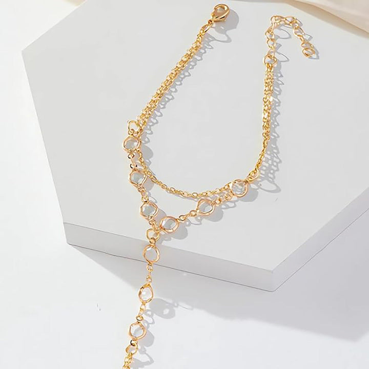 Ladies delicate ankle bracelet with elegant link and crystal accents Nin Boutique