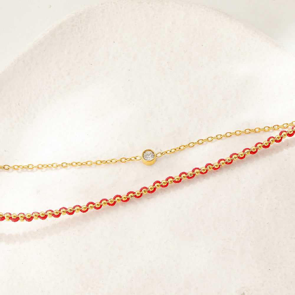 Women Two-Strand Gold-Accented Bead Anklet Nin Boutique