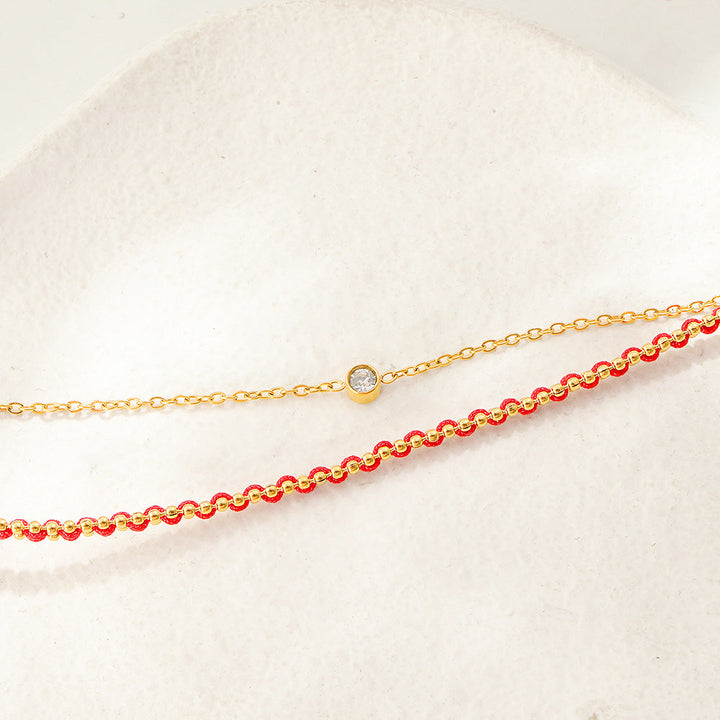 Women Two-Strand Gold-Accented Bead Anklet Nin Boutique