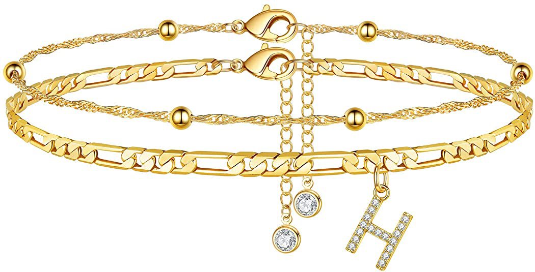 Women’s anklet with personalized pendant and sparkling zirconia elements Nin Boutique