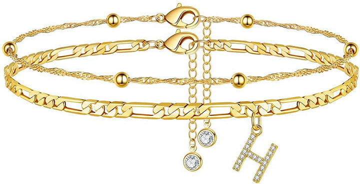 Women’s anklet with personalized pendant and sparkling zirconia elements Nin Boutique
