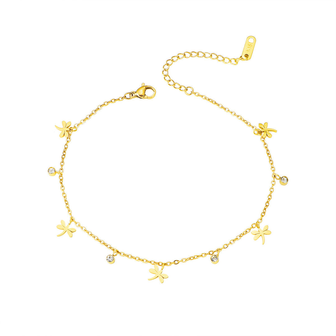Women's ankle bracelet with floral design and sparkling crystals Nin Boutique