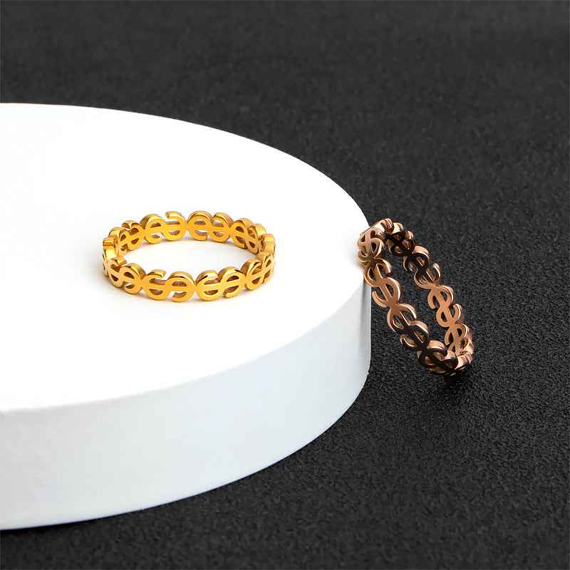 Women's Ring with Modern Dollar Sign Design Nin Boutique