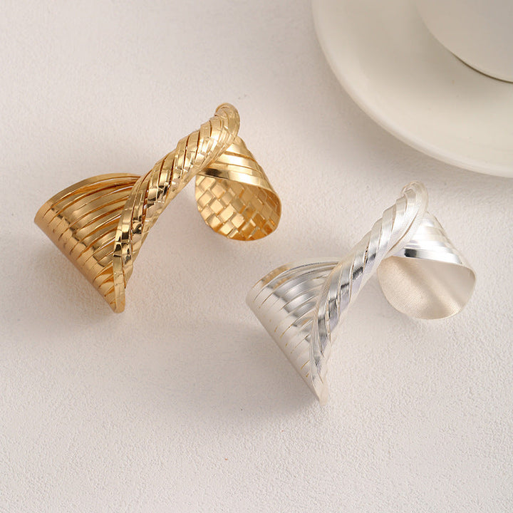 Women's Open Bangle with Artistic Fold Design Nin Boutique