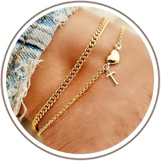 Ladies ankle bracelet with heart-shaped and initialized charm Nin Boutique