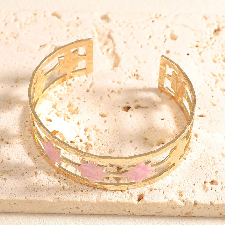 Women's Open Bangle with Elegant Leaf Design Nin Boutique