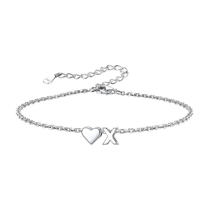 Women's ankle bracelet with personalized heart and letter pendant Nin Boutique