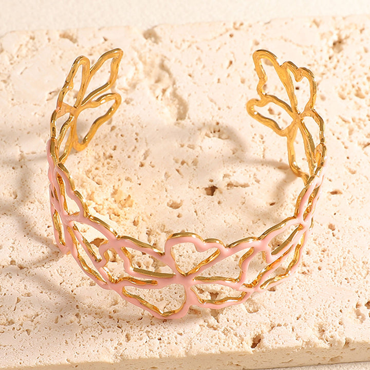 Women Open Bangle in Elegant Leaf Design Nin Boutique