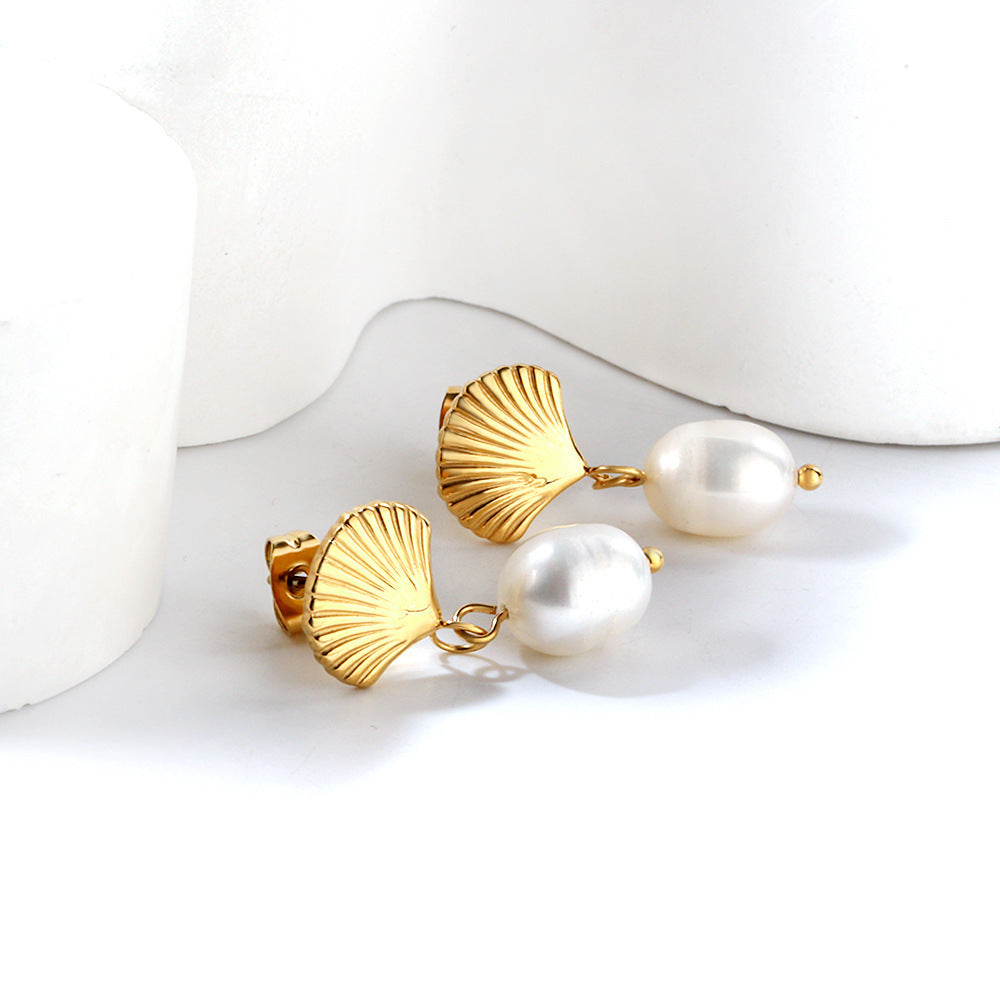 Women’s earrings with shell design and pearl Nin Boutique
