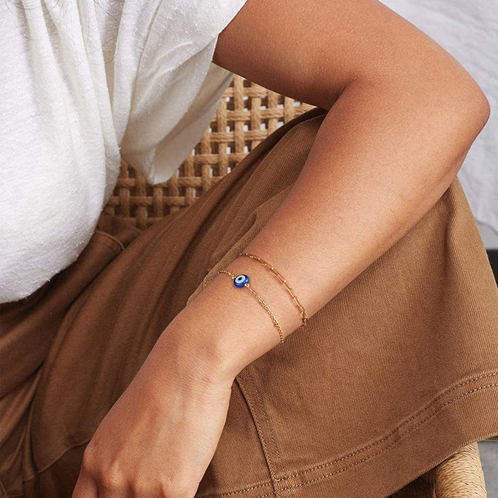 Women's ankle bracelet with protective eye elements and delicate design Nin Boutique