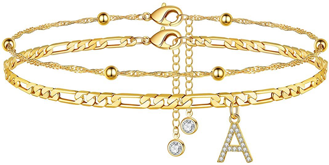 Women’s anklet with personalized pendant and sparkling zirconia elements Nin Boutique
