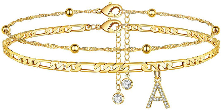 Women’s anklet with personalized pendant and sparkling zirconia elements Nin Boutique