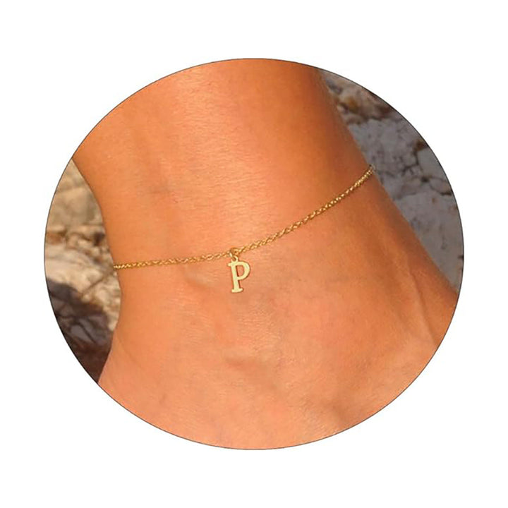 Women's ankle bracelet with personalized initial Nin Boutique