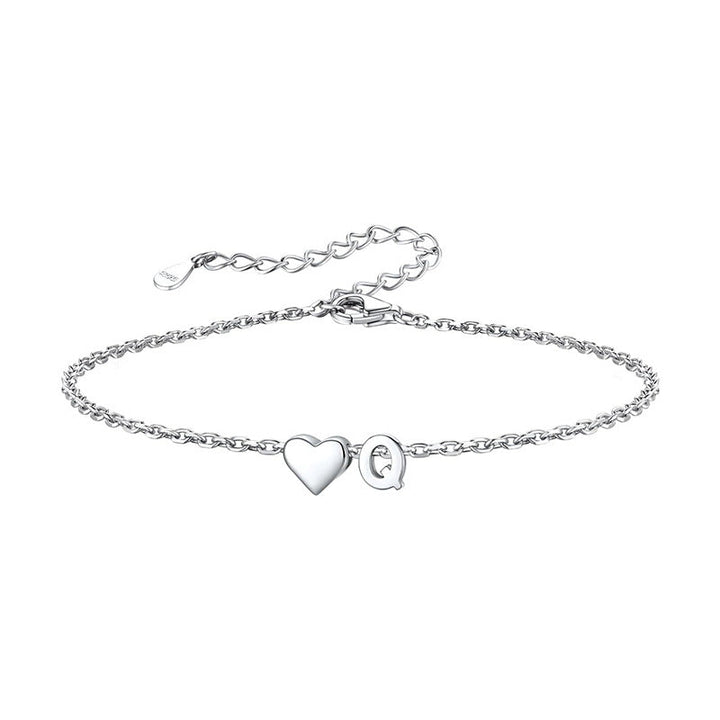 Women's ankle bracelet with personalized heart and letter pendant Nin Boutique