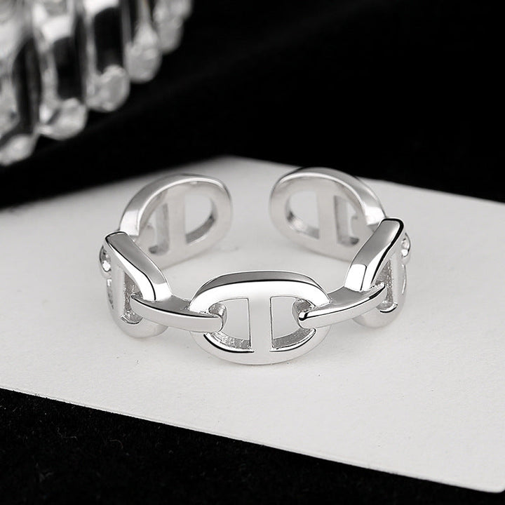 Women's Open Ring with Modern Chain Design Nin Boutique