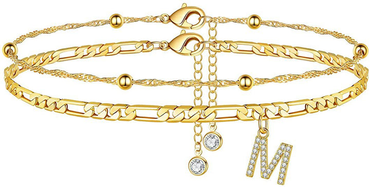Women’s anklet with personalized pendant and sparkling zirconia elements Nin Boutique