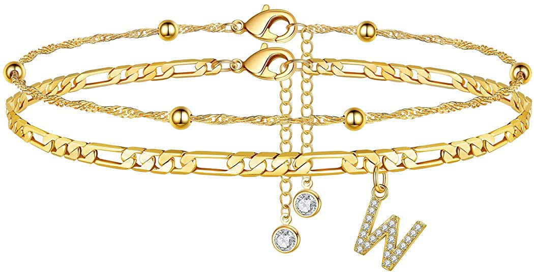 Women’s anklet with personalized pendant and sparkling zirconia elements Nin Boutique