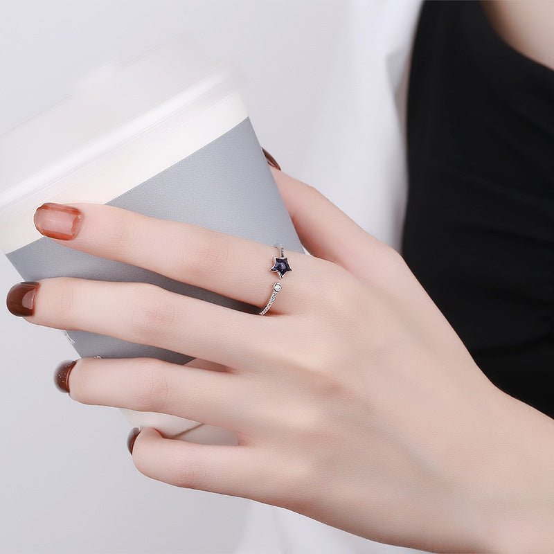 Women open ring with sparkling star pendant made of high-quality stainless steel Nin Boutique