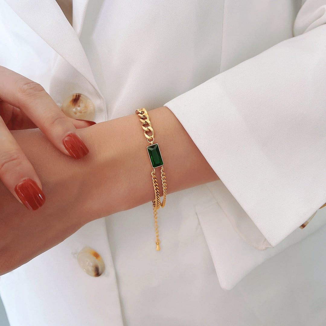 Women's ankle bracelet with luxurious green crystal element Nin Boutique