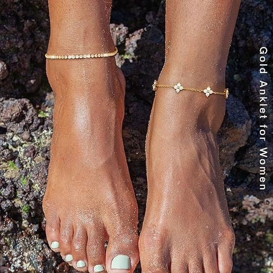 Women ankle bracelet with sparkling zirconia elements and elegant embellishments Nin Boutique
