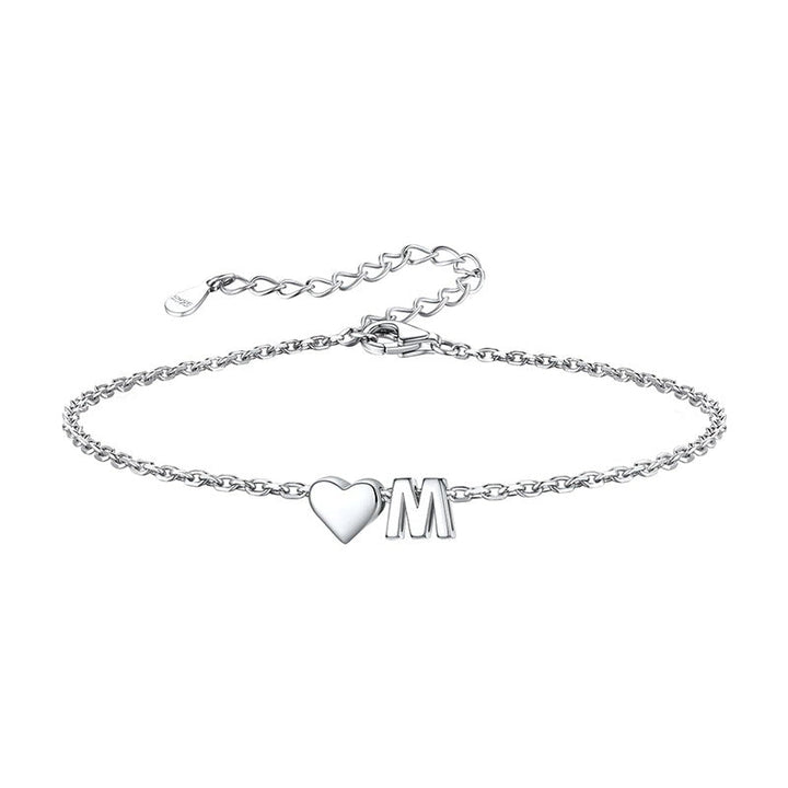 Women's ankle bracelet with personalized heart and letter pendant Nin Boutique