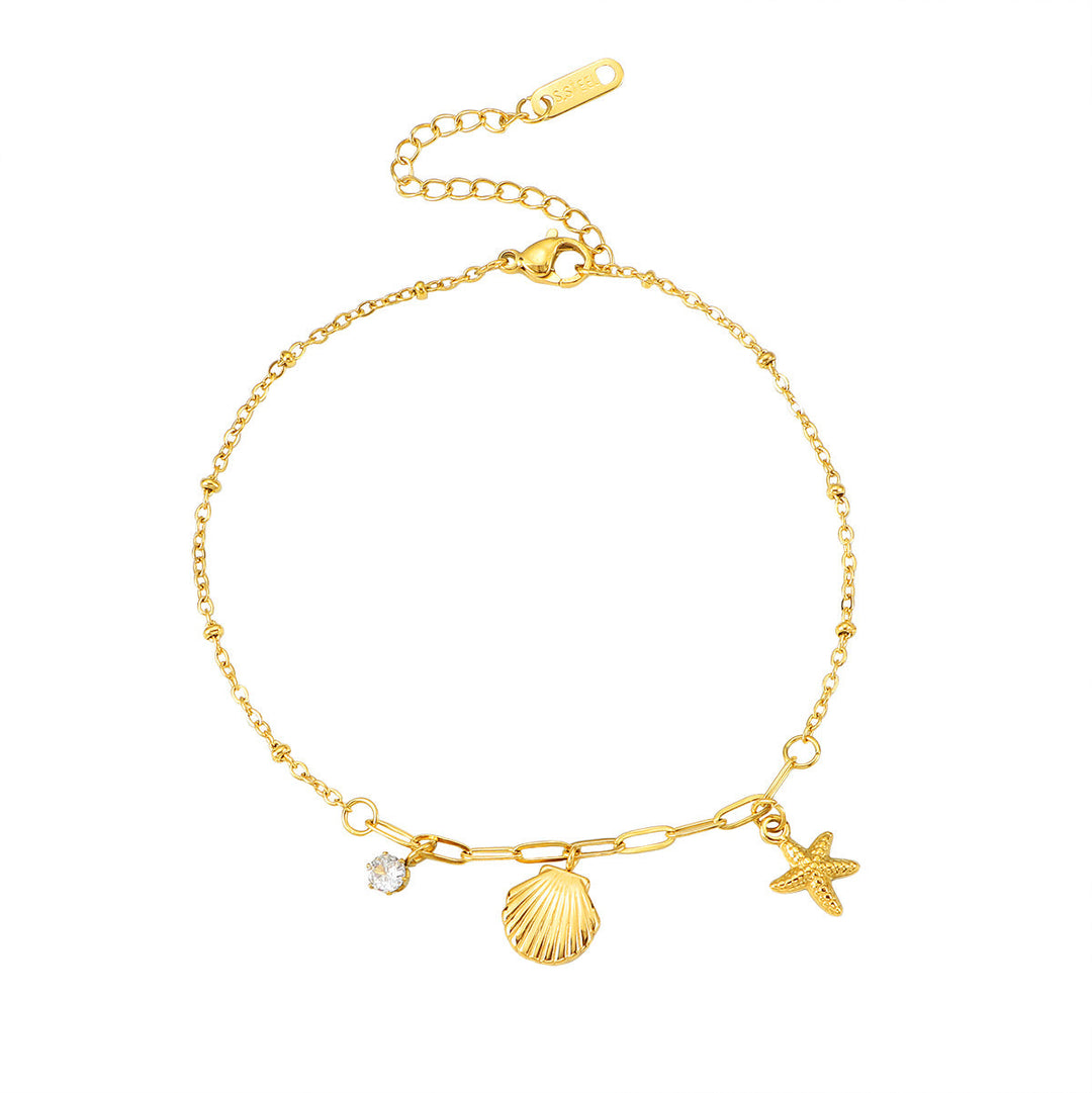 Women's ankle bracelet with playful shell and star pendants Nin Boutique