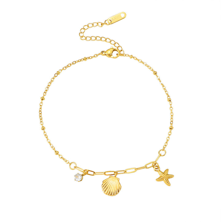 Women's ankle bracelet with playful shell and star pendants Nin Boutique