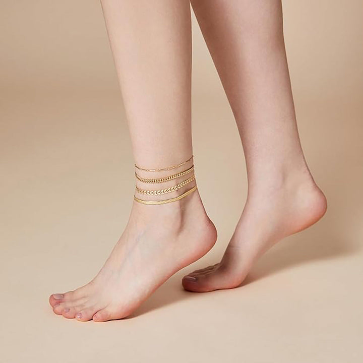 Ladies anklet set with elegant link and decorative chains Nin Boutique