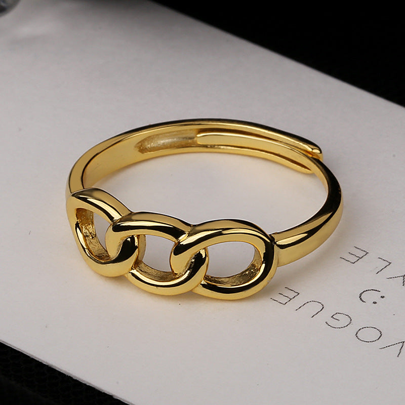 Women's ring with modern chain design and glossy surface Nin Boutique