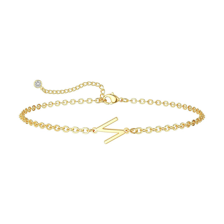 Women’s ankle bracelet with personalized initial and sparkling zirconia detail Nin Boutique